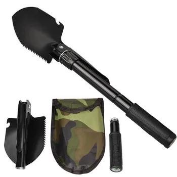 

Portable Military Shovel Military Folding Camping Shovel Survival Emergency Spade Garden Camping Outdoor Tool with Bag Compass