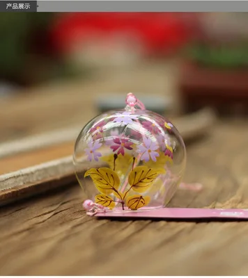 Японский стеклянный колокольчик ветра Япония Эдо fengling Светлячок ветер колокольчики ручной работы творческие подарки - Цвет: cherry blossom 3