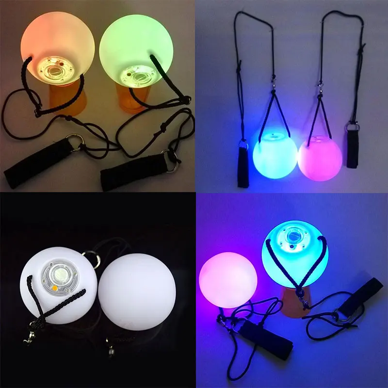 

2018 Balls White LED Poi Ball Colorful Belly Dance Thrown for Professional Glow Level Dropshipping Dancing Hand Props