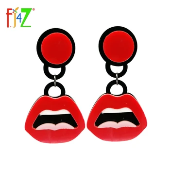 

2016 New Arrival Fashion Hot Red Lip Big Mouth Acrylic Drop Earrings for Women Brincos Grandes