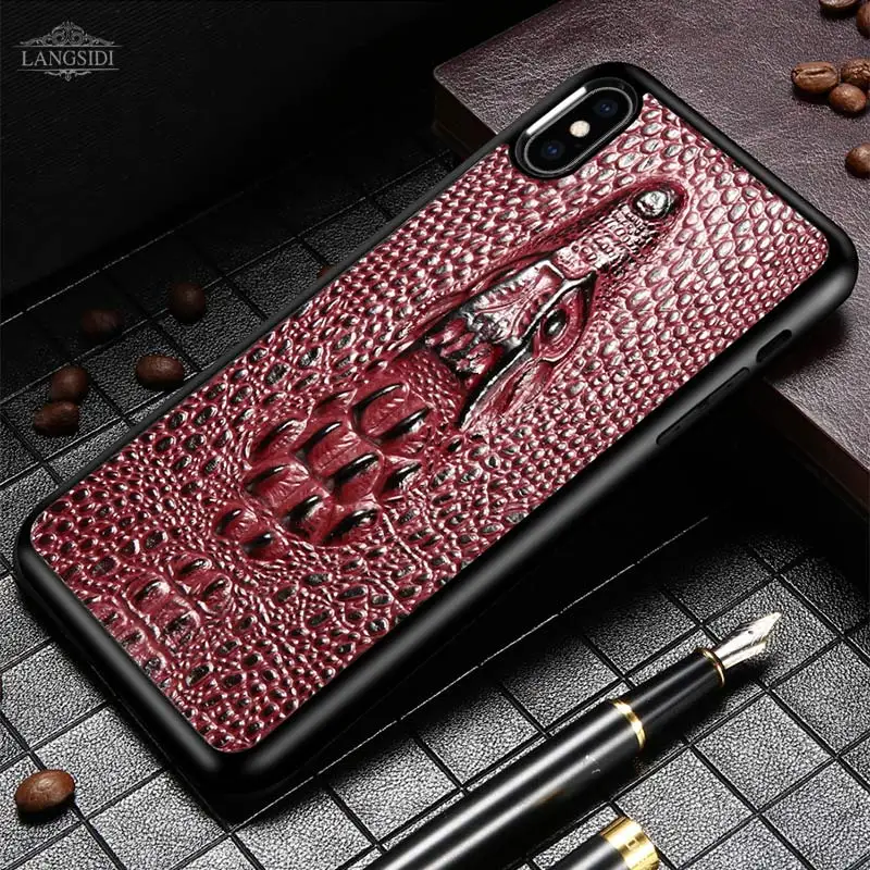 LANGSIDI 3D чехлы из натуральной кожи для iphone xr чехол 3d змея кожаные чехлы для iphone x чехол для делового телефона для iphone XSmax