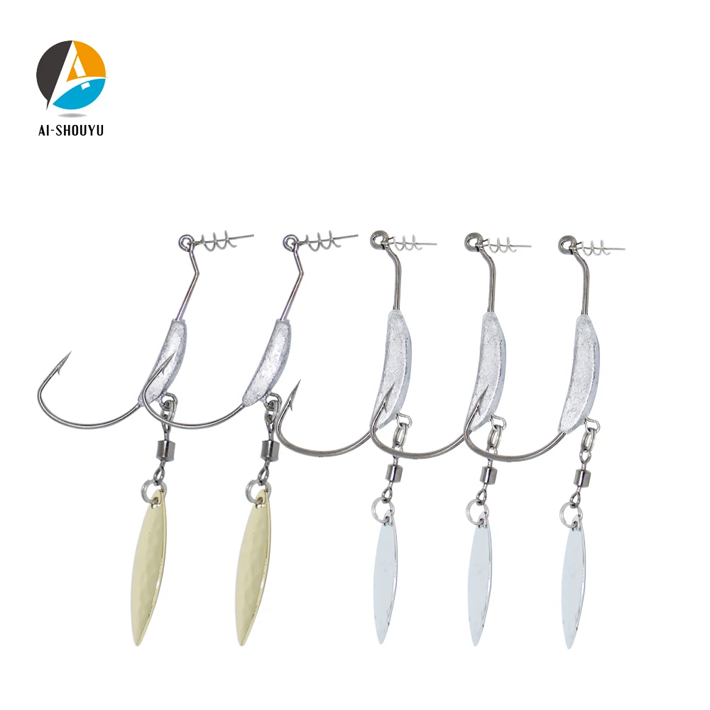 

AI-SHOUYU 3pcs/lot Fishinghooks 3g/5g/7.5g Lead Head Hook with Spinner Spoon Fish Lifelike Jig Head Hook Fishing Tackle