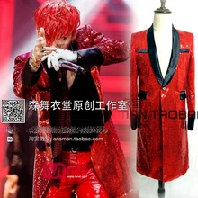 Певцы DJ этап певица платья Красные Блестки Длинные костюмы одежда