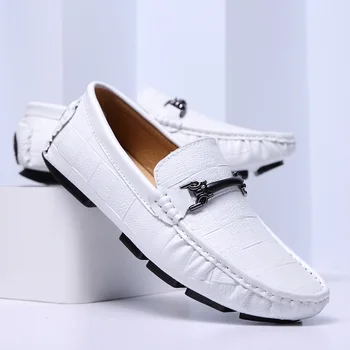 

Zapato hombre casual cuero Men Casual Shoes Luxury Brand 2019 Mens Loafers Moccasins Breathable Slip on Shoe Driving Shoes White