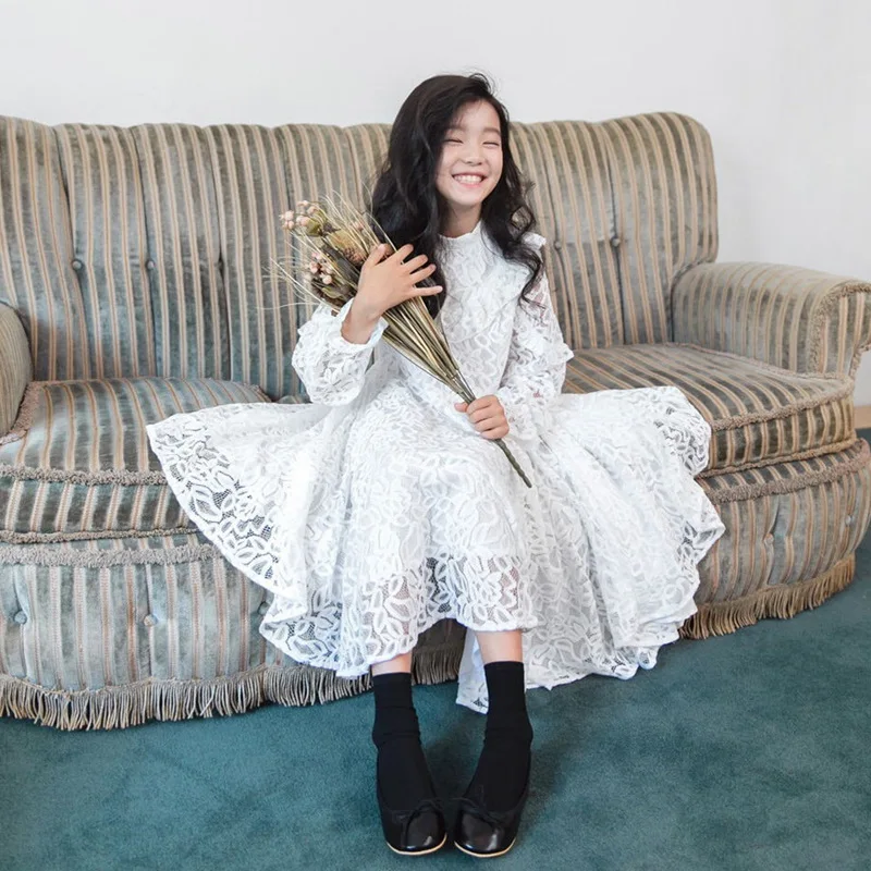 2019 New Spring Baby Princess Dress Girls Lace Kids Cute Beautiful Children Ruched Clothes for Teenage Fancy #5012 | Детская одежда и