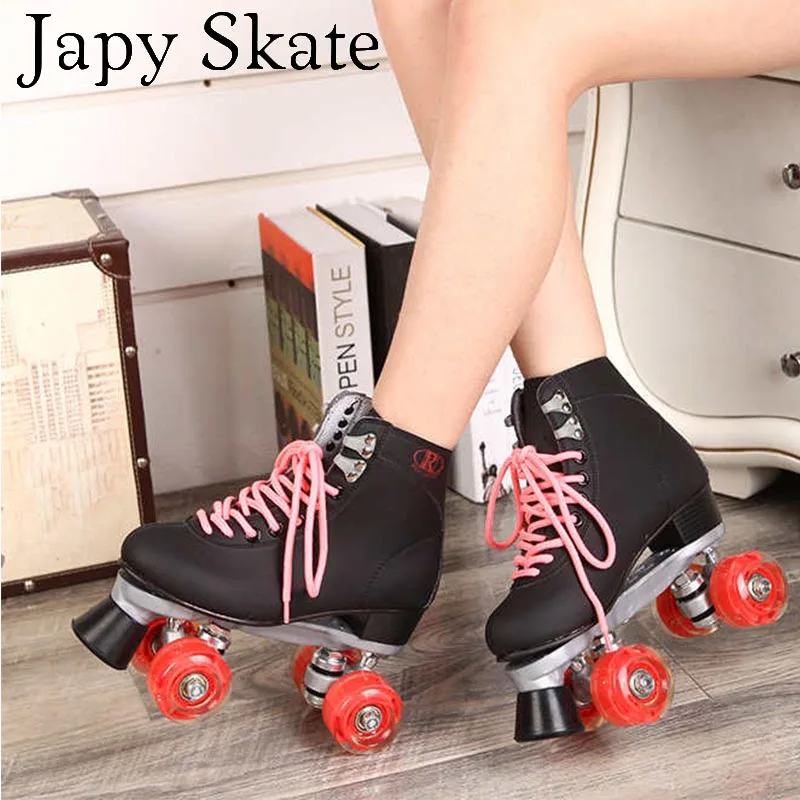 

Japy Skate Double Roller Skates With Red Led Lighting Wheels Unisex 4 Wheels Skates Two Line Roller Skate Adult