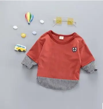 

Children's Hoodies 2019 Spring Autumn Striped Stitching Baby Boy Girls Clothes Long Sleeve Pullovers for Kids 1-4 Y SY-F183006