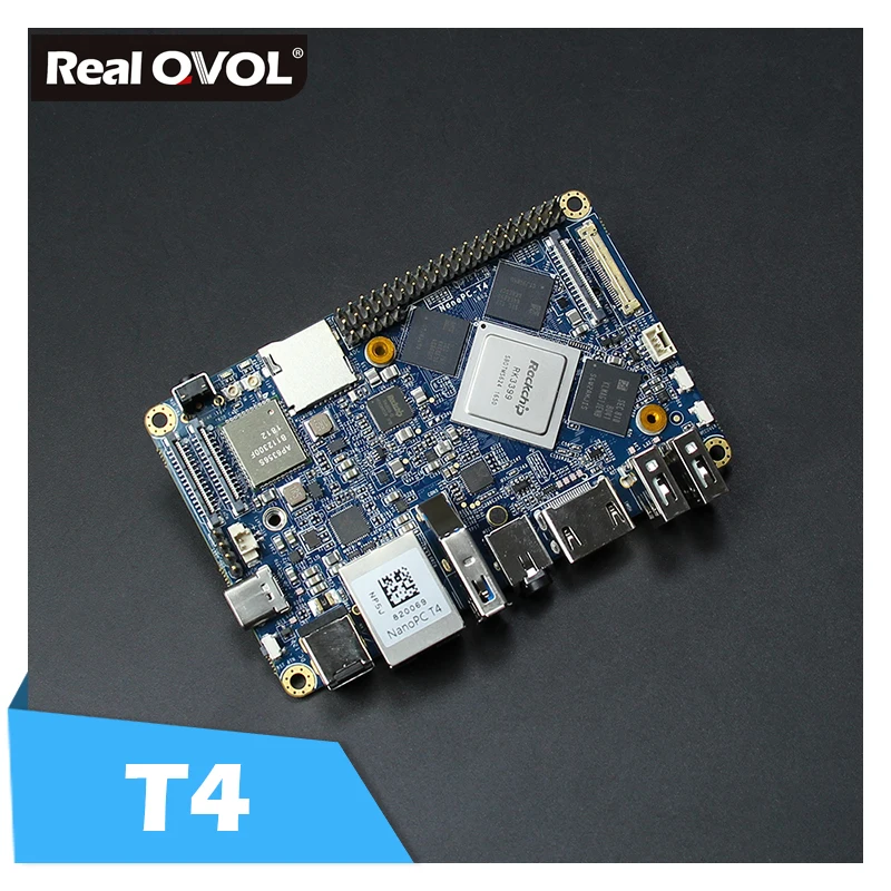 

RealQvol NanoPC T4 Minimal Rockchip RK3399 Soc 4GB RAM 16GB eMMC AI and deep learning applications Dual-band wifi M.2 PCIe NVME