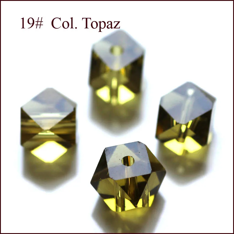 Стребелль AAA уникальный дизайн куб квадратные 6 мм свободные стеклянные хрустальные бусины для ювелирных изделий 100 шт - Цвет: cold topaz