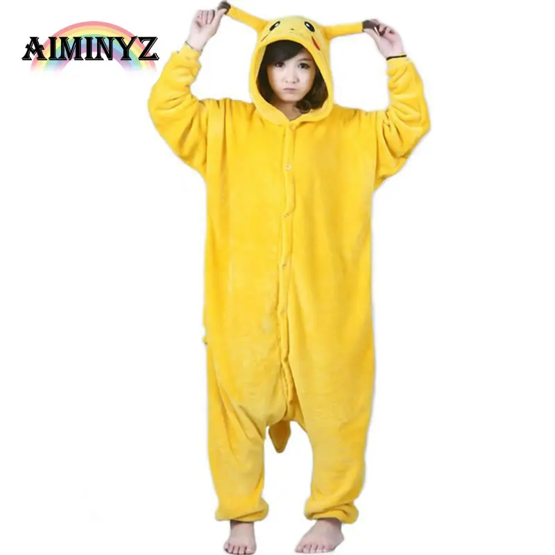 2018 Brand Winter Clothing Pikachu Unisex Adult Flannel Hooded Pajamas
