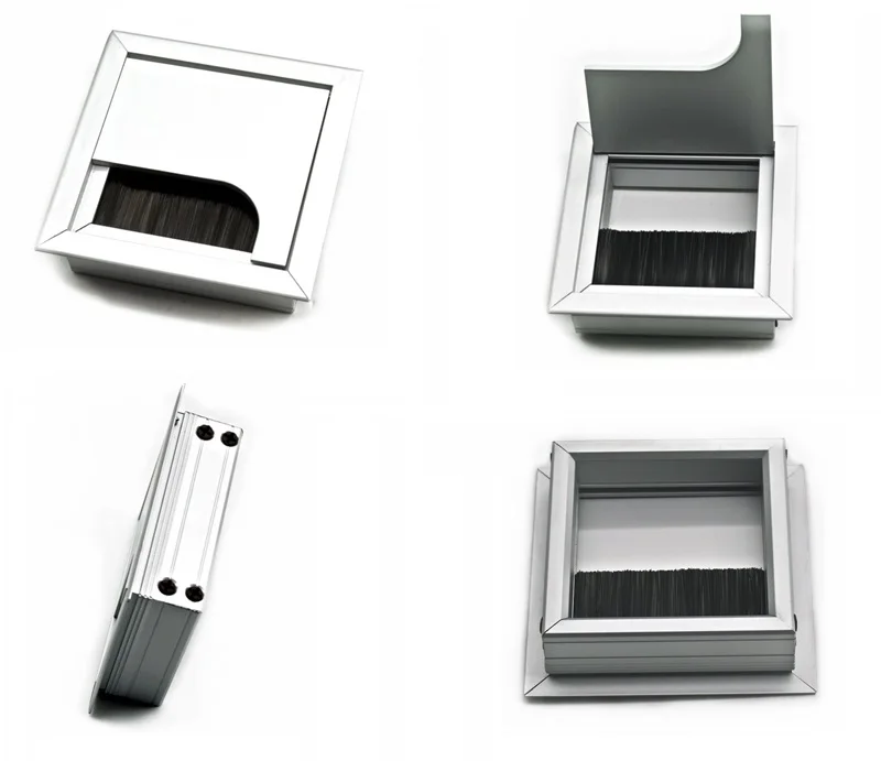 80mm wide 100mm wide Aluminum Grommet Cable Box Square Cable Hole Cover for Computer Desk office desk 1