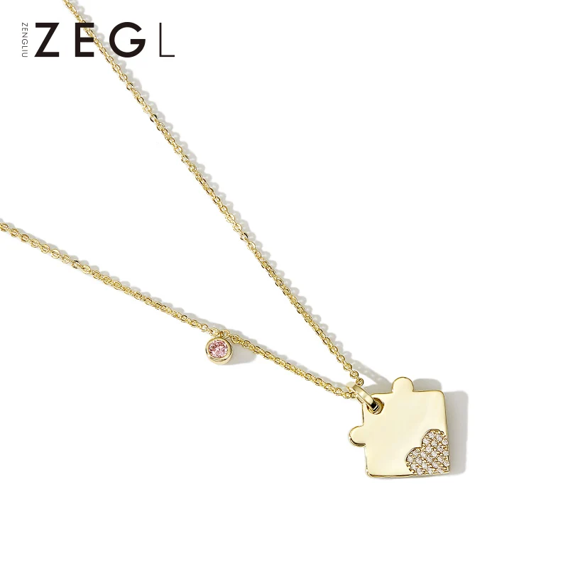 ZEGL нишевое дизайнерское квадратное ожерелье-пазл для подружек женское модное ожерелье с темпераментом - Окраска металла: B