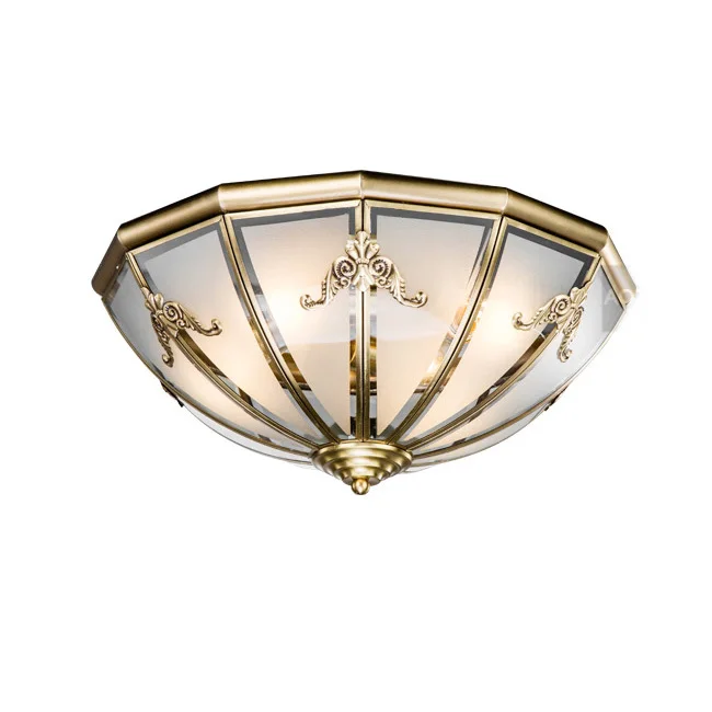 Vintage European Copper Glass living Room ceiling Lights Luxury Study ...
