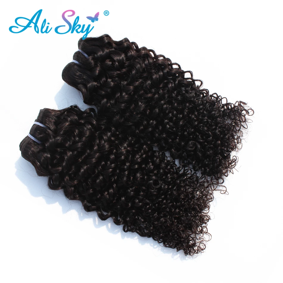 Ali Sky Malaysian Kinky Curly nonremy Hair Weaving Bundles Human Hair Extensions Natural Black 1 or 3 Or 4 Piece thick weft Ali Sky Malaysian Kinky Curly nonremy Hair Weaving Bundles Human Hair Extensions Natural Black 1 or 3 Or 4 Piece thick weft