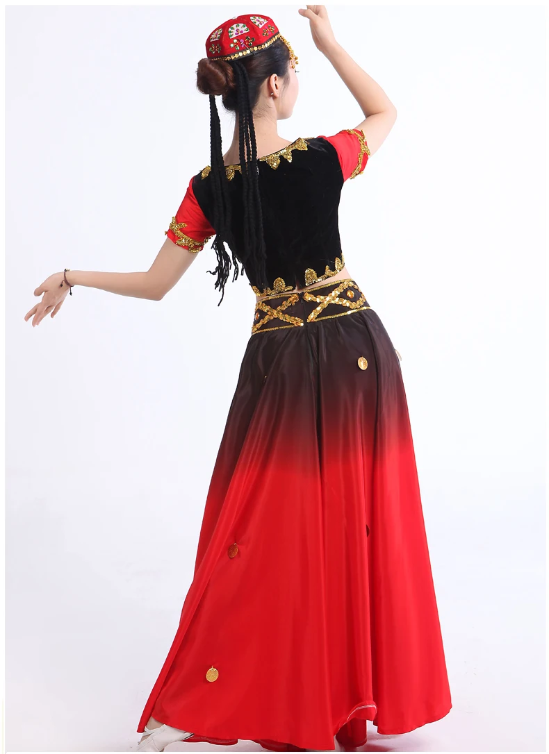 New big swing Uighur costumes minority dance costumes Chinese folk dance wear ethnic dance costumes performance wear