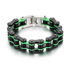 16 мм Ширина зеленый черный мужской браслет Байкер классный браслет для мужчин браслет из нержавеющей стали мужской браслет дружеский подарок ювелирные изделия