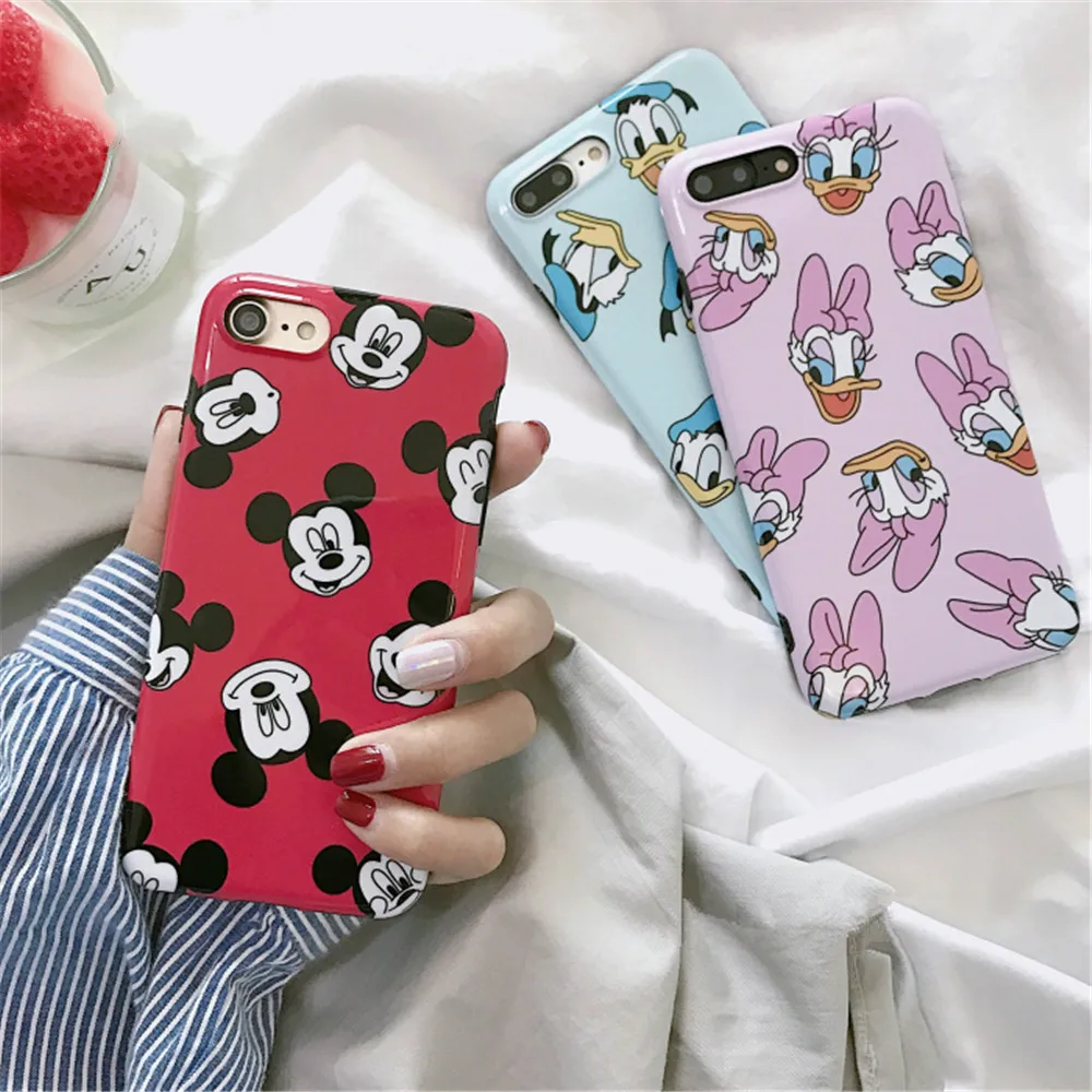 Cute Mickey Mouse Phone Case For iPhone 7 case Cartoon Donald Duck and Daisy Lovely Cover Plus Glossy Soft TPU |