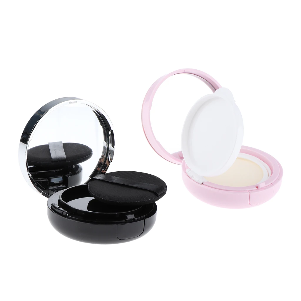 2pcs 15g Empty Makeup Powder Container Air Cushion Puff Case Foundation Cream Box Makeup Tools Pink / Black