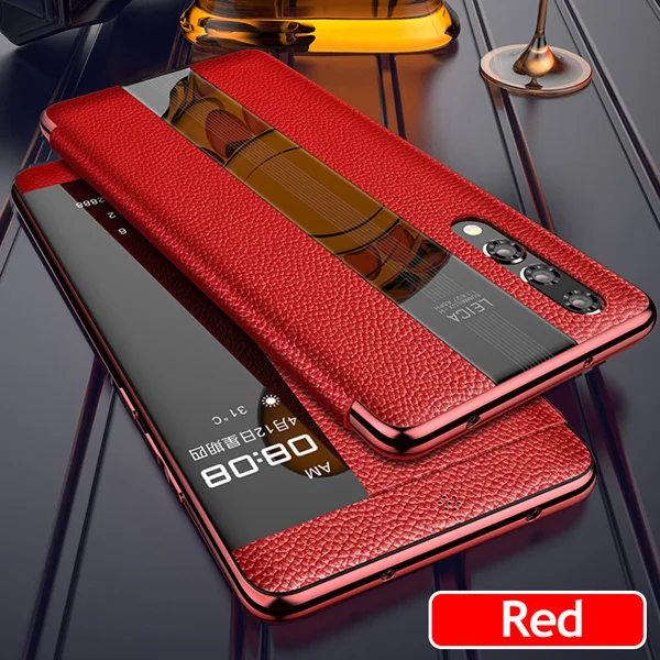 Huawei P20 Pro кожаный чехол Vpower роскошный противоударный флип-чехол из натуральной кожи s для huawei P20/P20 Pro Покрытие рамка чехлы - Цвет: Red
