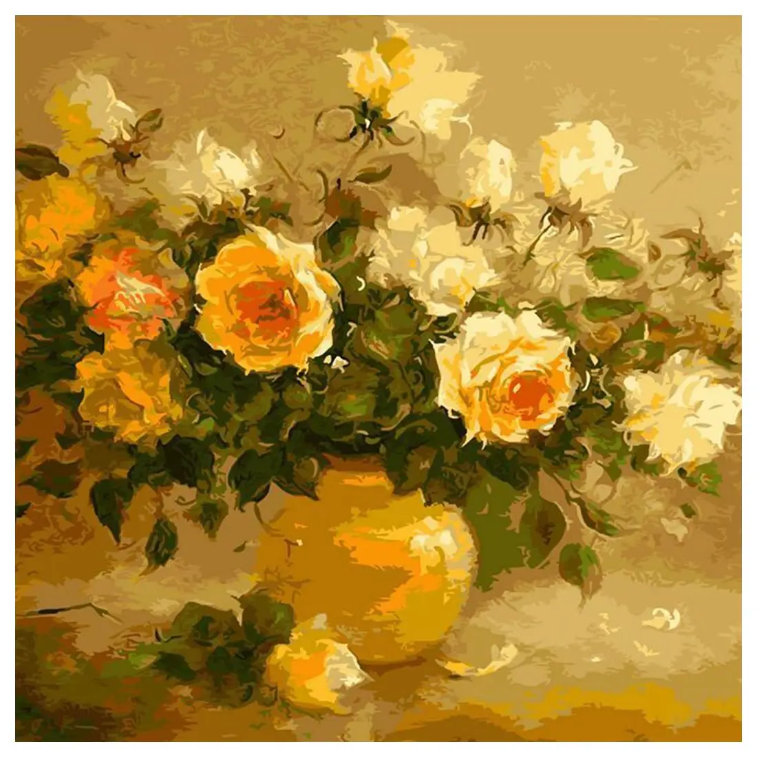 Vintage Vase Flower Diy Oil Painting Paint By Numbers Kit Living