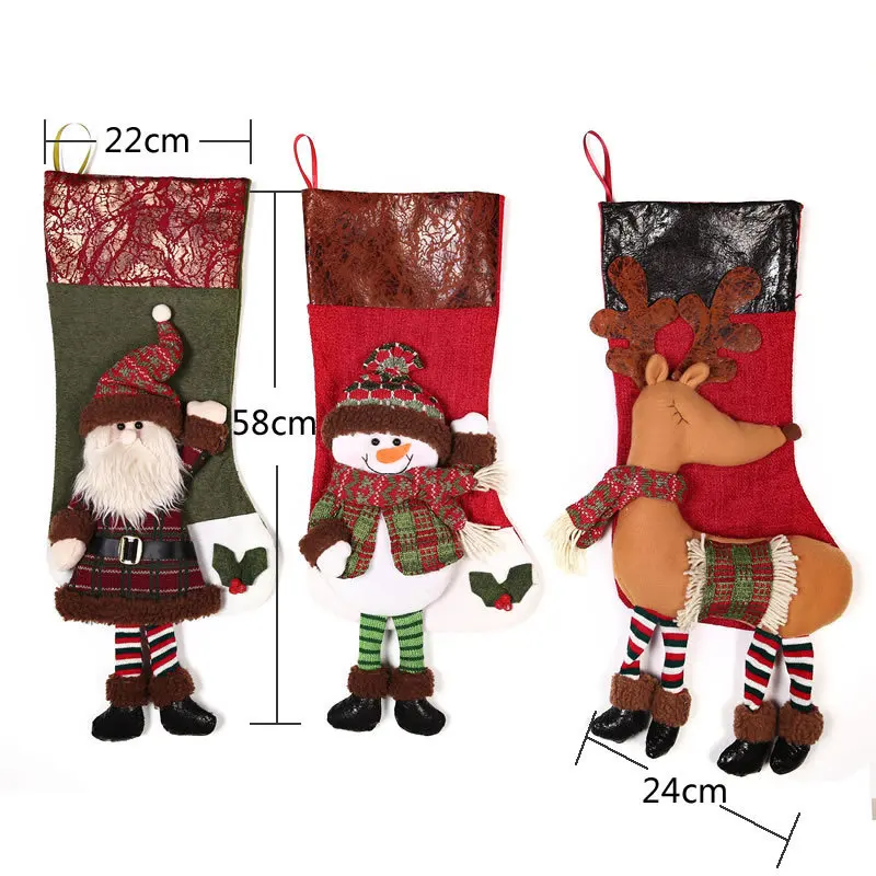 FUNNYBUNNY 3D дизайн рождественские висячие Чулки набор праздничное украшение для рождественского камина орнамент(Санта, снеговик и олень