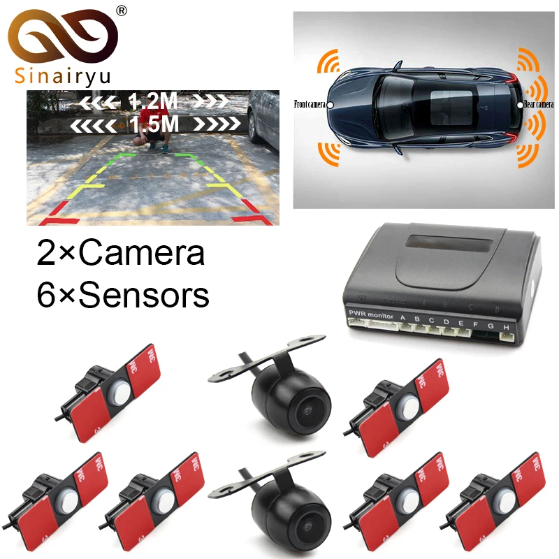 Sinairyu Car Video Parking Sensor Front Rear Reversing Radar 6 Sensors