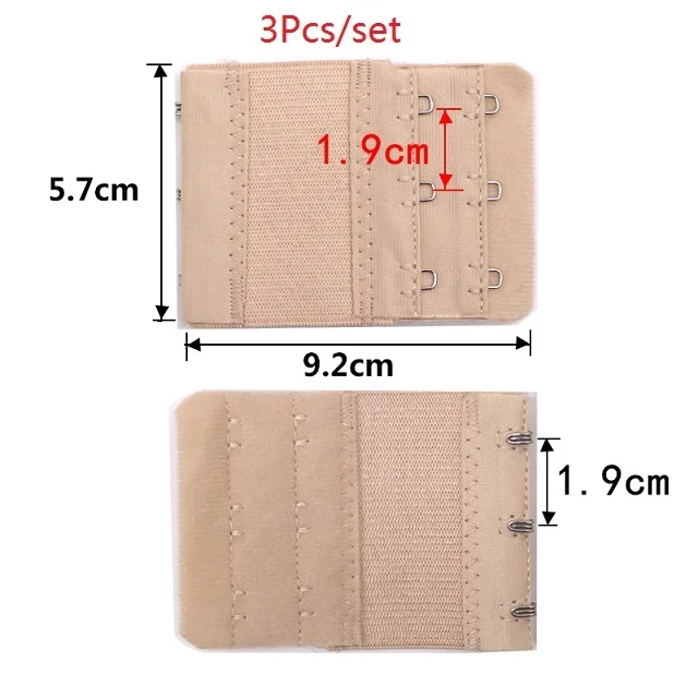3pcs 4 шт., сексуальный, 3 ряда, 2 крючка, удлинитель для бюстгальтера, для женщин, нейлоновая застежка, удлинение, эластичный на ремешке, мягкий бюстгальтер, расширители, аксессуары для бюстгальтера - Цвет: 3pcs