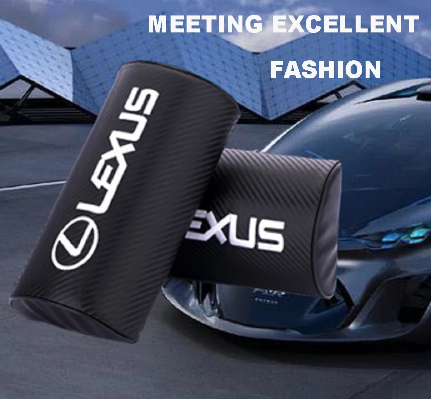 

Excellent quality carbon fiber PU leather car headrest with optional car logo