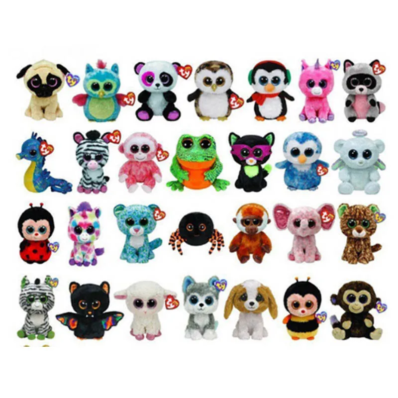 

Ty Beanie Boos Big Eyes Elephant Monkey Rabbit Fox Owl Unicorn Cat Ladybug Cute Animal Plush Toys Doll For Girl Gifts