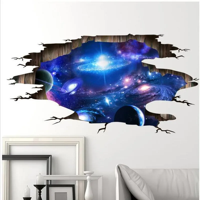Креативная 3D Вселенная Галактика Наклейка на стену s для потолка, крыши, окна, Фреска, украшение, космос, планета, обои, пол, наклейка, плакат