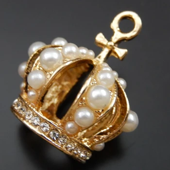 

Gold Alloy Crown with Pearl Pendant Charms (39875) 2 Pieces-Pack