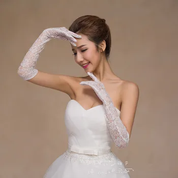 

Fashion women Satin Sexy long Opera Lace gloves for marriage bride wear s20