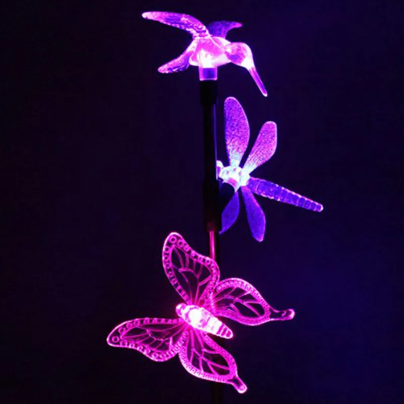 

1pc/ 2pcs Solar Power Outdoor Garden LED Butterfly Dragonfly Hummingbird Lawn Lamp Party Christmas Decor Lights MJJ88