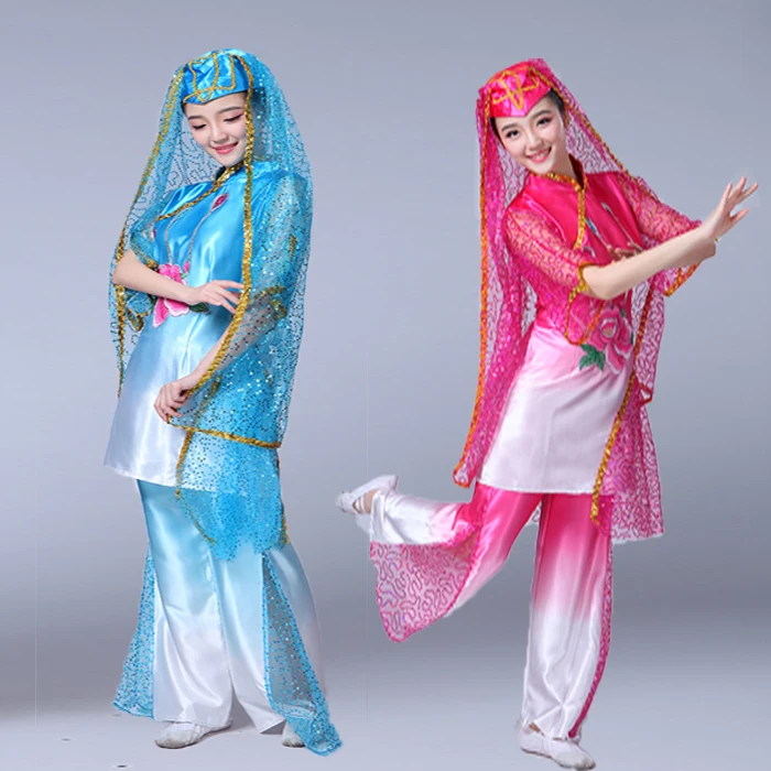 Новый Хуэй Танцы Производительность костюмы мусульманских костюмы этнических меньшинств производительность Yangko Танцы костюмы женские