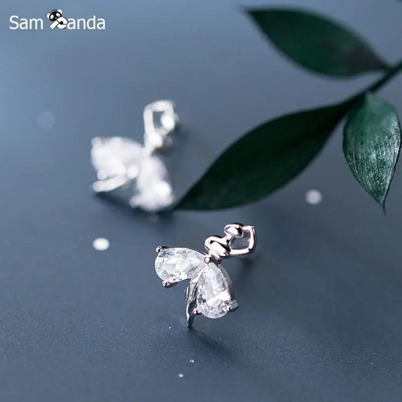 

Authentic 925 Sterling Silver Korean Style Young Girl Ballet Dancer Stud Earrings For Women Hypoallergenic Fashion Silver Gift
