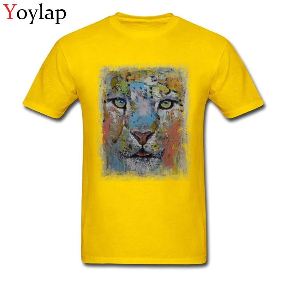 100% Cotton Tops Tees SNOW LEOPARD for Boys Design T-shirts Personalized New Coming Round Collar Short Sleeve Sweatshirts yellow