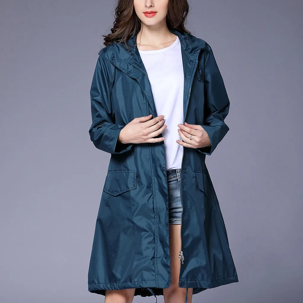 

Women Raincoat Casual Hoodies Rain Jackets Outdoor Waterproof Windproof Coat Outwear Camping Hooded Rainwear Rain Coats Suit