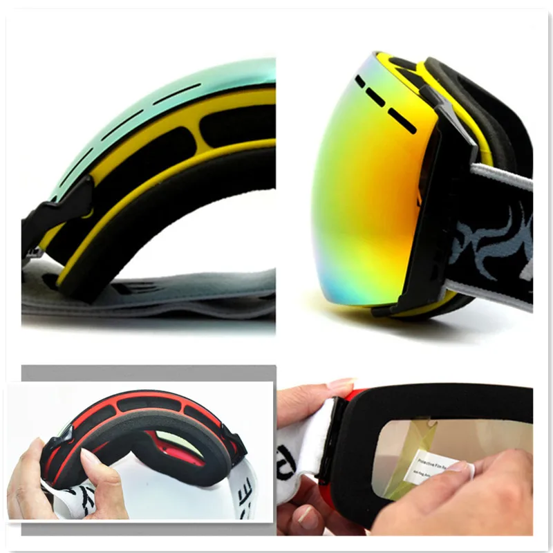 Anti-niebla doble esquí snowboard Gafas de deporte de invierno nieve fotosensibles UV400 grande esférico Gafas ciclismo Gafas Esqui esquí Gafas
