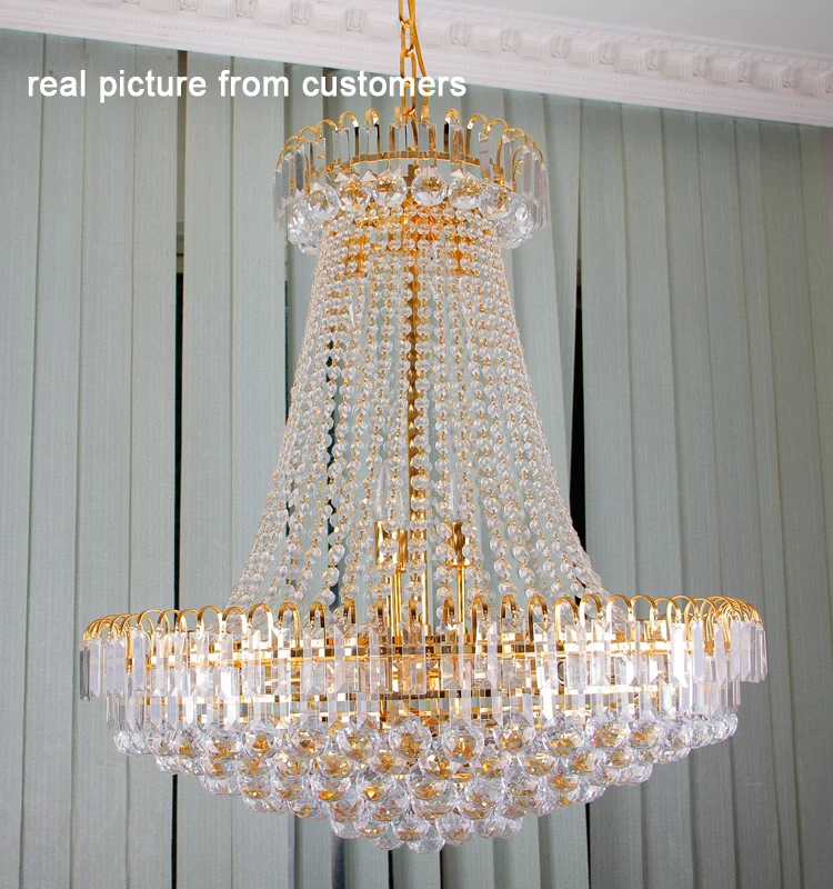 Luxury Golden Crystal Chandelier Light Stair Light LED Flush Chandelier Lustres de Cristais Lustre cristal Diameter 40 60 80CM