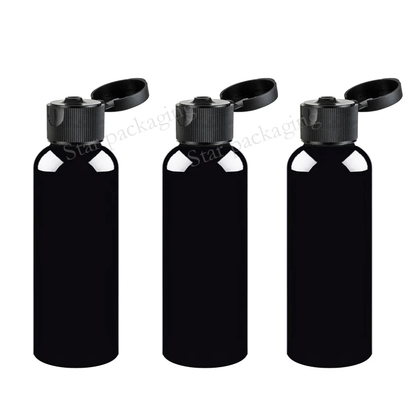 

50pcs 150ml black empty plastic sample packed bottles with lid,150cc hotel shampoo bottles for personal care cosmetic packaging