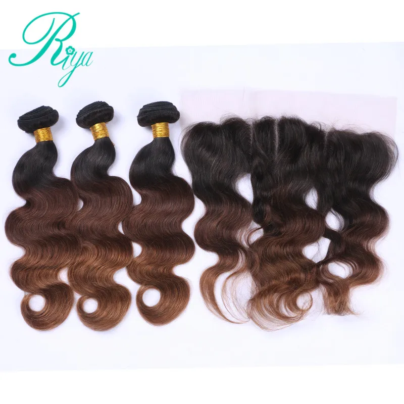 #T1B 4 30 body wave bundles with lace frontal closure  (1)