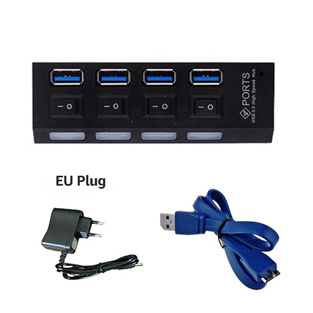 Usb-хаб Micro USB 3,0 концентратор разветвитель с адаптером питания USB 4/7 порт концентратор Высокоскоростной 5 Гбит/с USB разветвитель 3,0 концентратор для ПК Аксессуары - Цвет: USB 3.0 4 Port EU