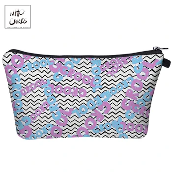 

Who Cares grool Stripe 3D Printing Makeup Bags with Zipper Ladies Pouch Women Cosmetic Bag