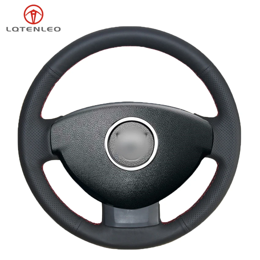 

LQTENLEO Black PU Artificial Leather Hand-stitched Car Steering Wheel Cover for Renault Duster Dacia Duster