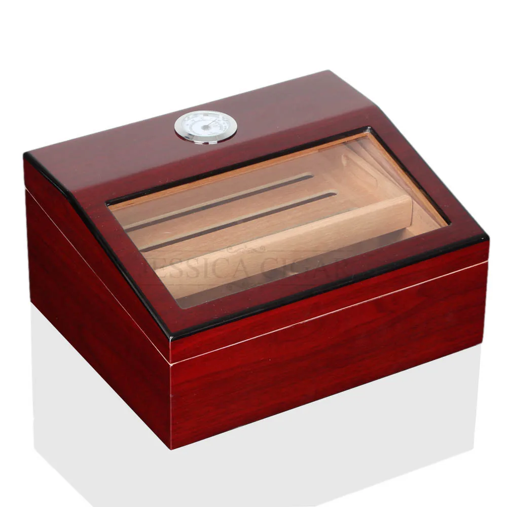 GALINER Red Lacquered Gloss Cigars Humidor Cear Wood Cigar Case Box