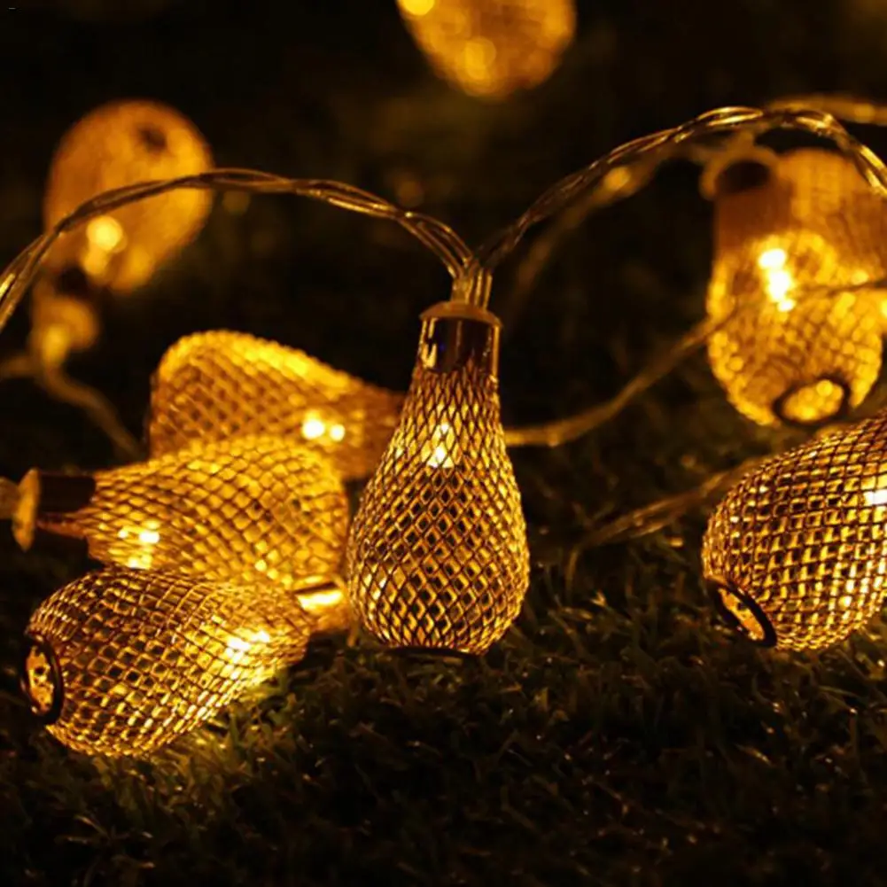 

Iron Art 10-Light Wire Ball Christmas String Lights Hollow Water Drop Shape String Lights for Christmas Party Bedroom decor