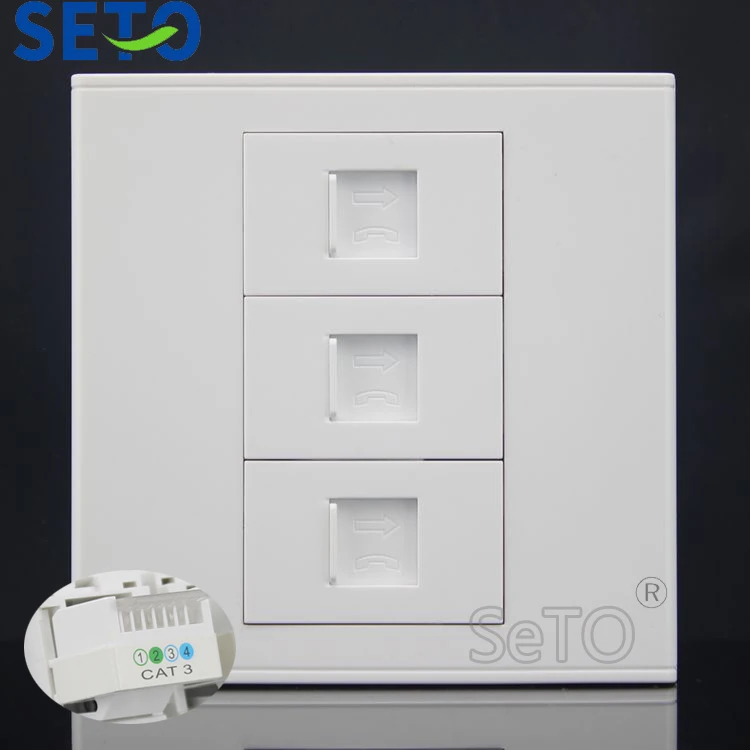 SeTo 86 Тип три порта RJ11 Cat3 телефонная Панель розетка настенная пластина Keystone