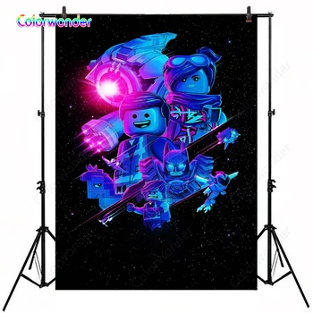 

Lego Series Kids Birthday Party Background Blue Batman with Other People in the Space 5x7ft Twinkle Twinkle Stars Night Backdrop