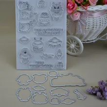 Molde de aniversário para decoração de diy, carimbo transparente e corte de metal para scrapbooking, cartão e álbum de fotos, decoração