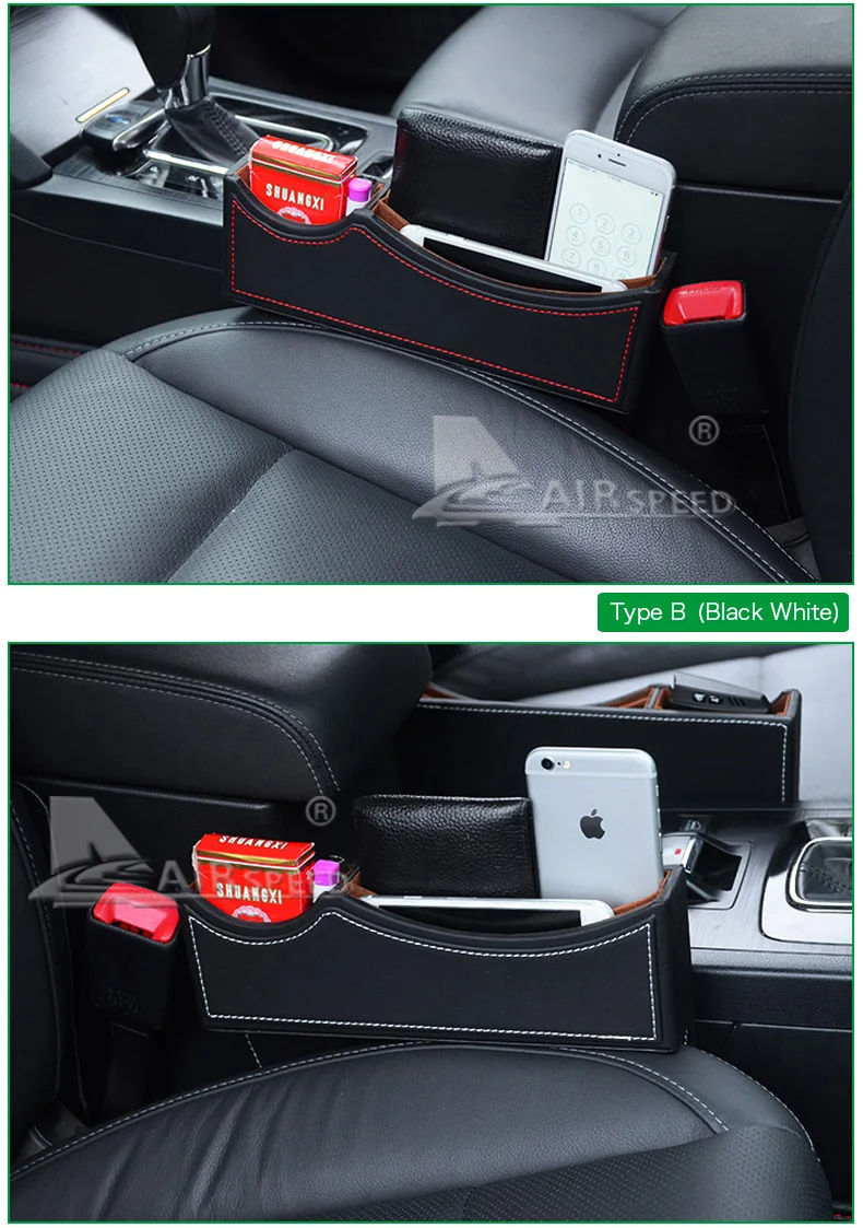 Leather Car Seat Crevice Storage Box Gap Organizer for Volvo XC90 S60 V70 XC60 S80 V50 V40 XC70 S40 Car Accessories  (9)